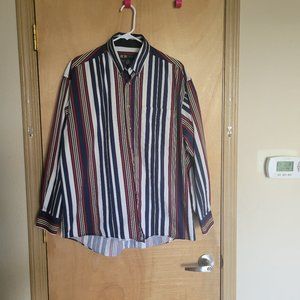 💚R&R Casual L Shirt Striped Navy Red White